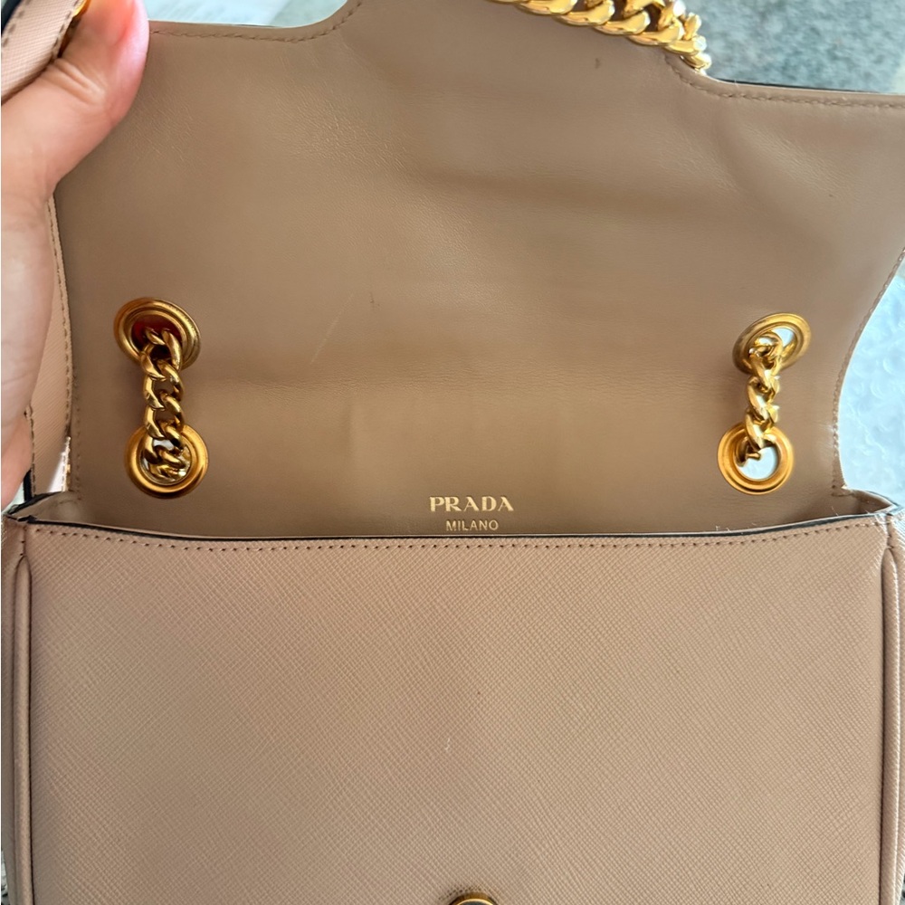 Prada Saffiano Shoulder Bag with Gold Chain - Picture 8 of 11